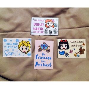 Magnets Disney Princess Set of 4 Elsa Ariel Cinderella Snow White Kawaii Funny
